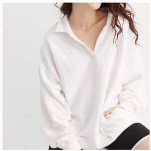 Aerie happy henley everyday polo sweatshirt